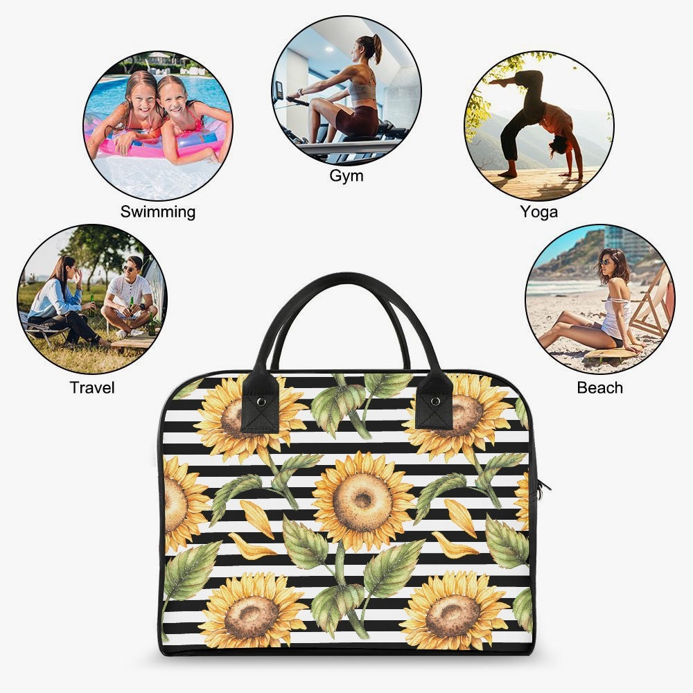 Stripes & Sunflowers Large Travel Handbag - Kim’s Signature Beauty & Accessories