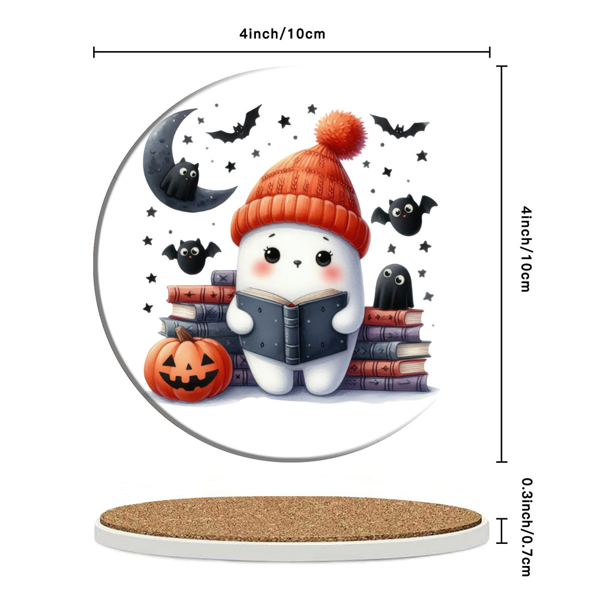 Book Reading Ghost Ceramic Coasters - Kim’s Signature Beauty & Accessories (Store description)