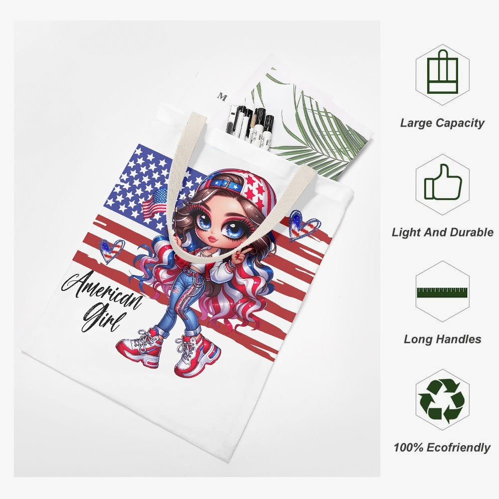 All American Girl Canvas Tote - Kim’s Signature Beauty & Accessories
