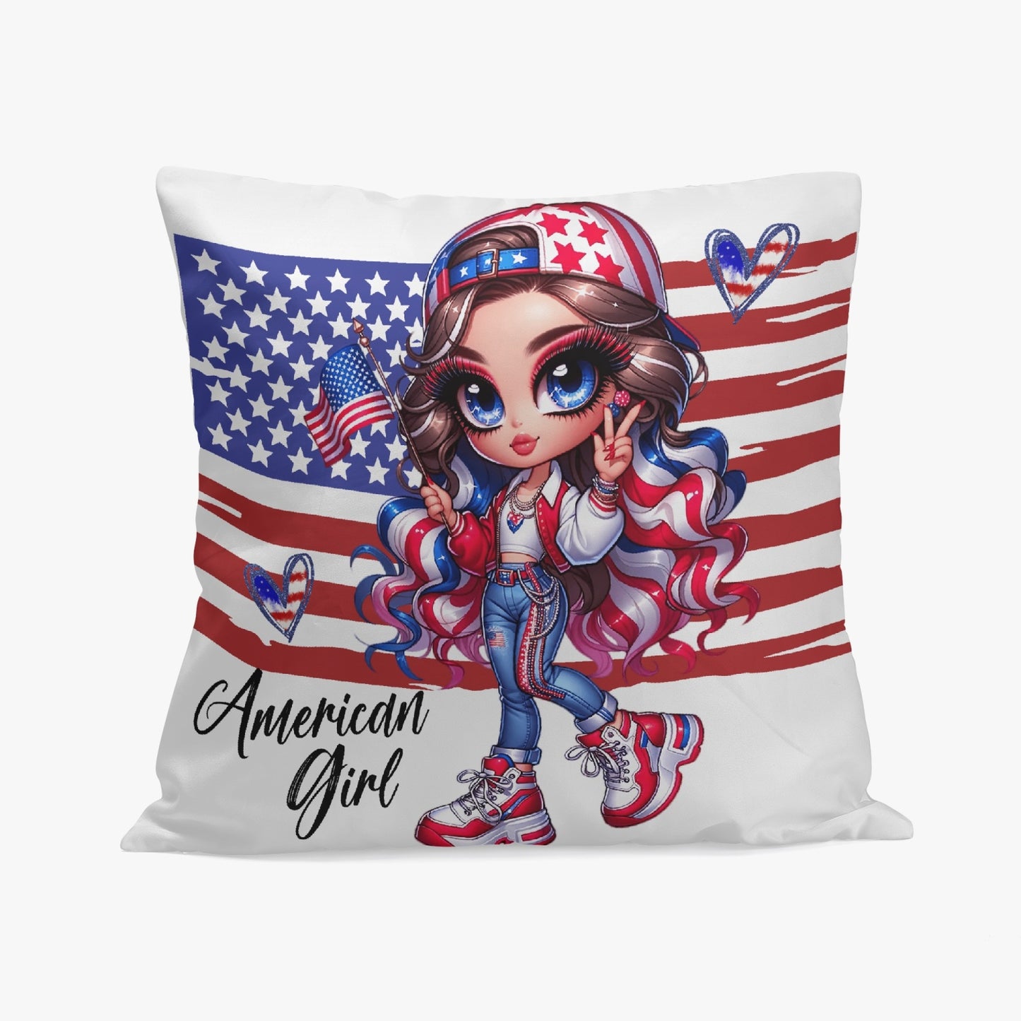 All-American Girl | Flag Pillow Cover - Kim’s Signature Beauty & Accessories