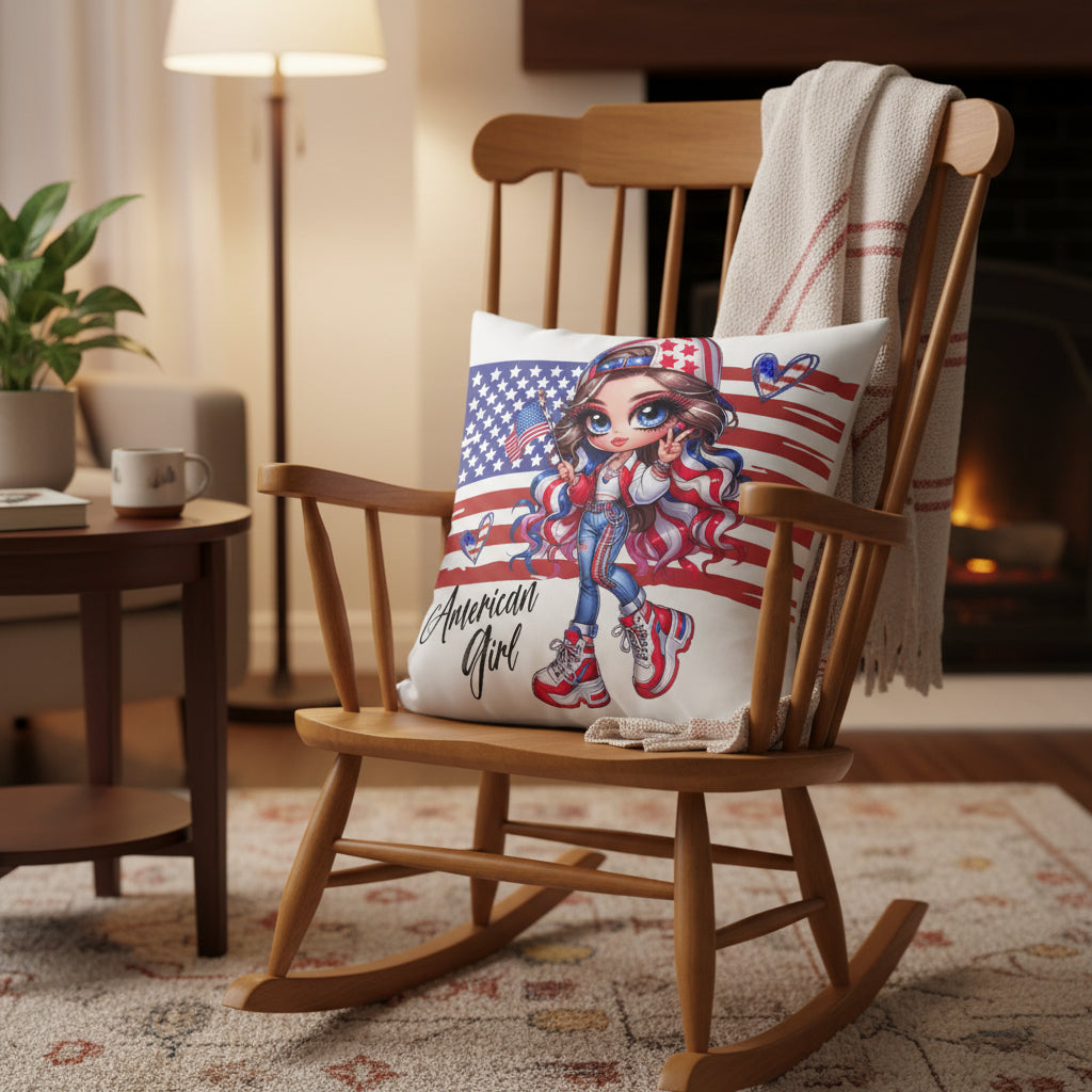 All-American Girl | Flag Pillow Cover - Kim’s Signature Beauty & Accessories