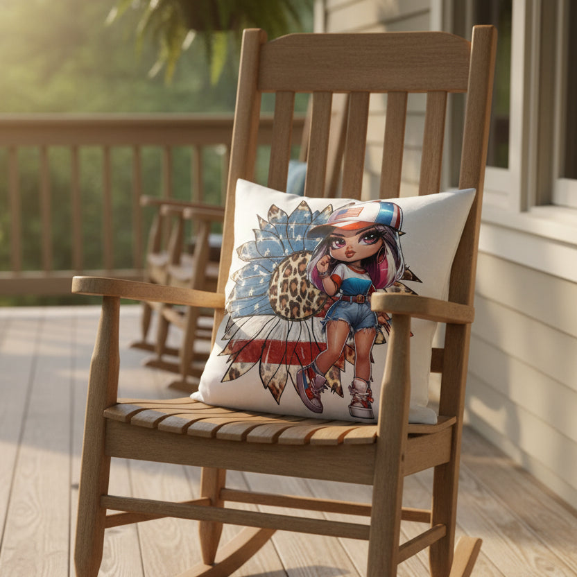 All-American Girl Patriotic Pillow Coverr - Kim’s Signature Beauty & Accessories