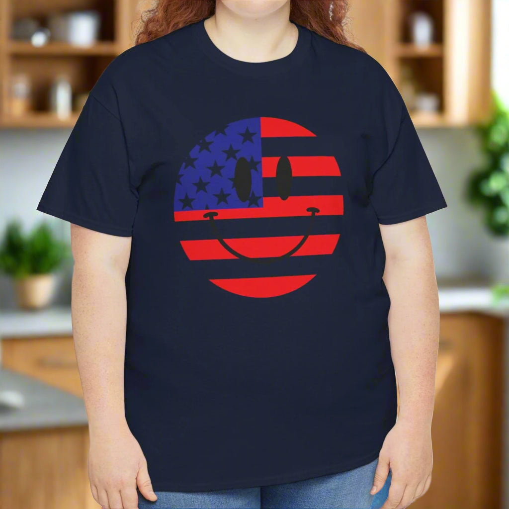 All-American Smiley Tee – Fun Patriotic T-Shirt - Kim’s Signature Beauty & Accessories