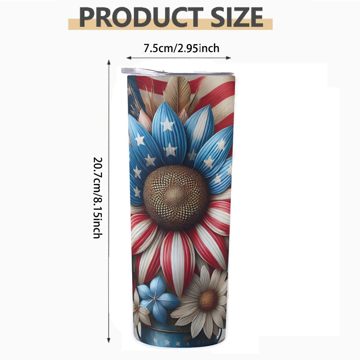 Americana Floral Tumbler – 20oz Patriotic Flag & Flowers - Kim’s Signature Beauty & Accessories