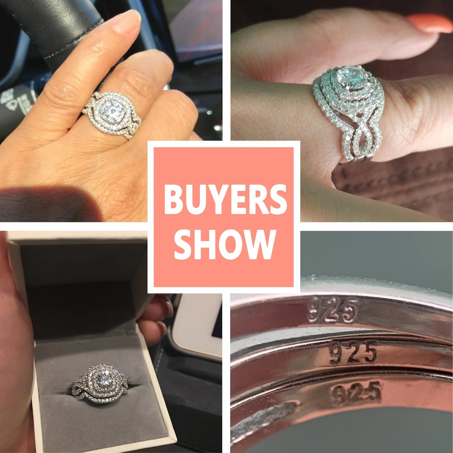 Women's .925 Sterling Silver Wedding Ring Set - Kim’s Signature Beauty & Accessories (Store description)