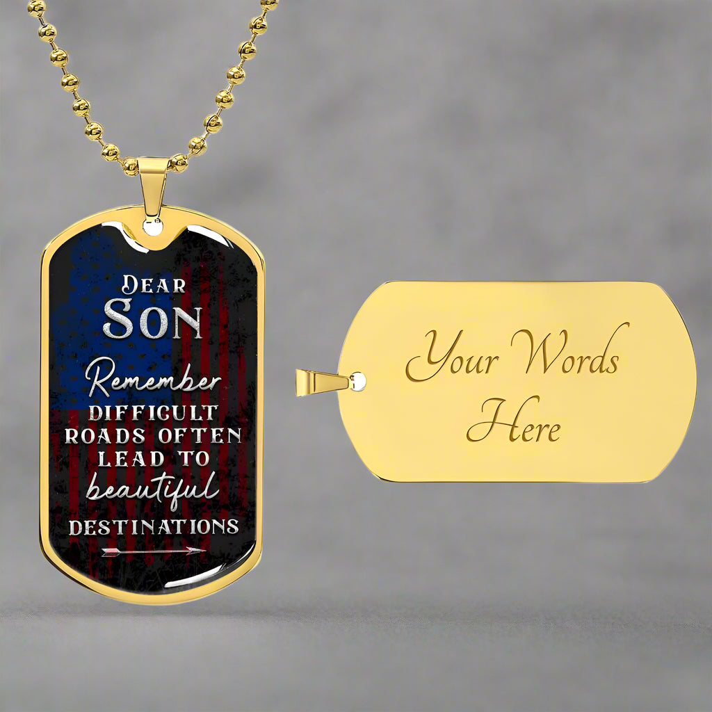 Beautiful Destinations Ahead Son | Dog Tag - Kim’s Signature Beauty & Accessories