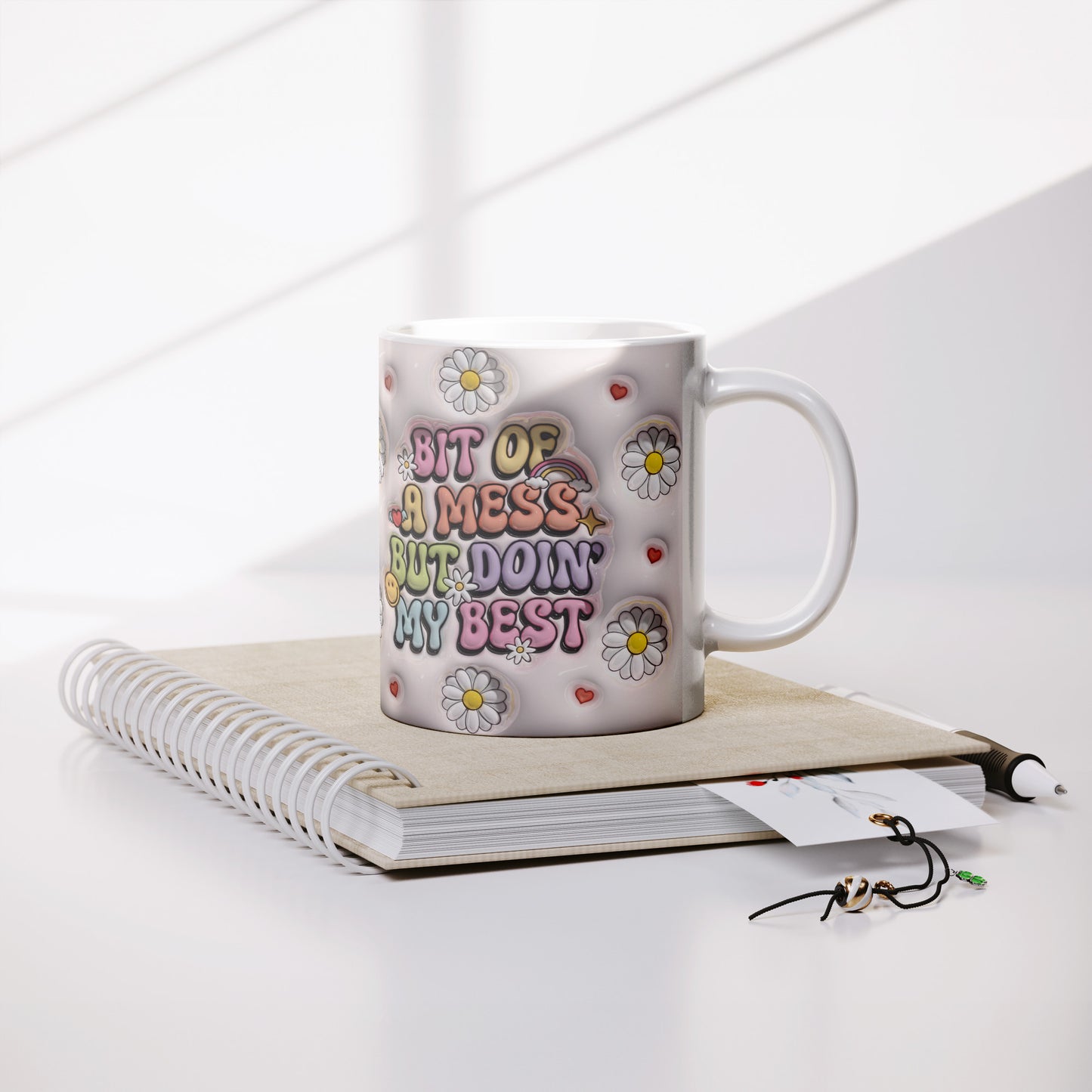 Bit of a Mess But Doin’ My Best – Funny & Real 3D Mug - Kim’s Signature Beauty & Accessories (Store description)
