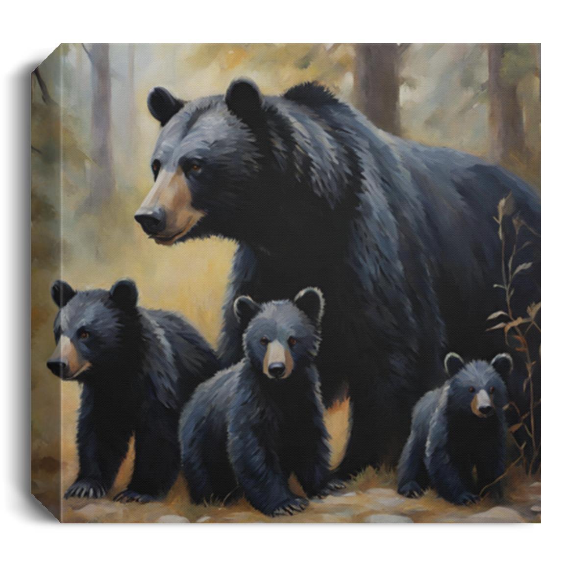 Black Bear & Cubs Collection | Wall Canvas Art - Kim’s Signature Beauty & Accessories