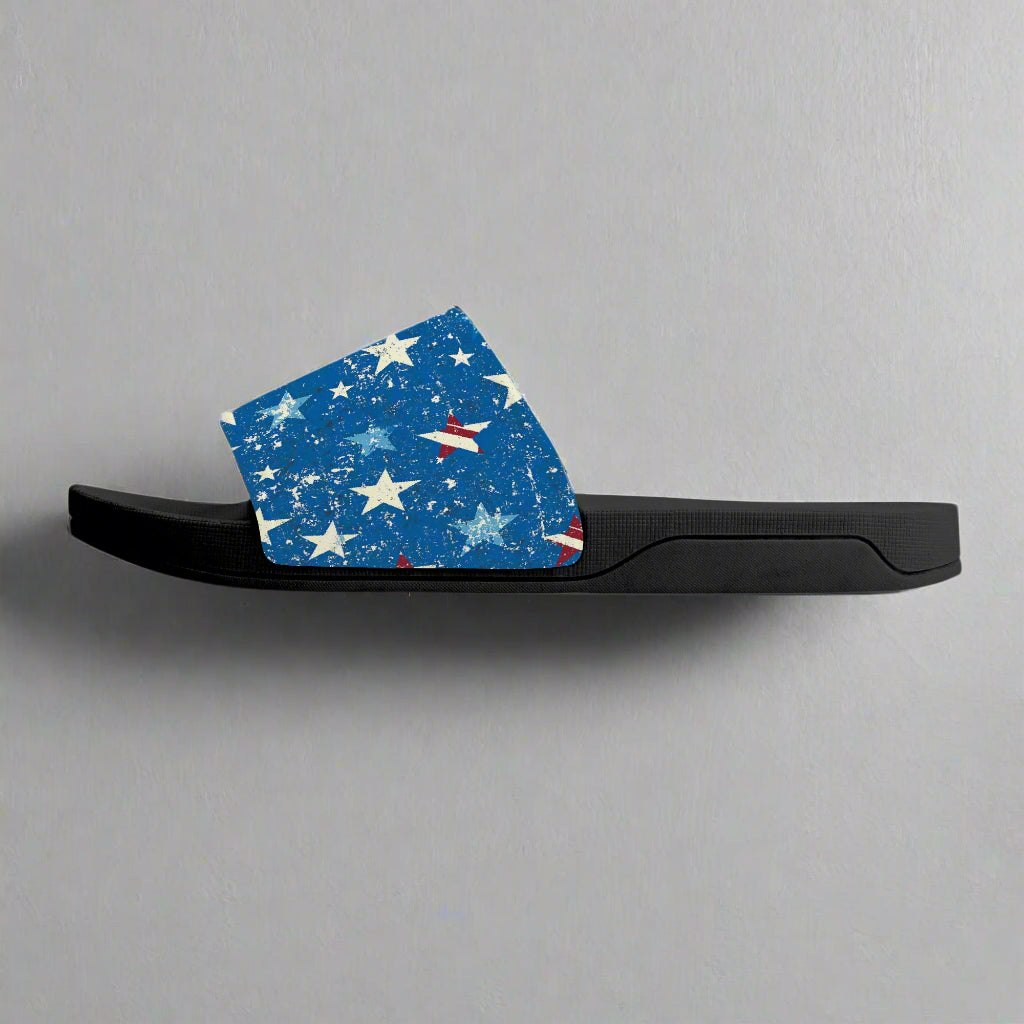 Blue Patriotic Star Slides – USA Comfort Sandals - Kim’s Signature Beauty & Accessories