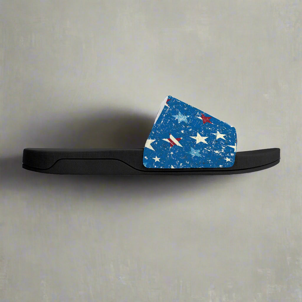 Blue Patriotic Star Slides – USA Comfort Sandals - Kim’s Signature Beauty & Accessories