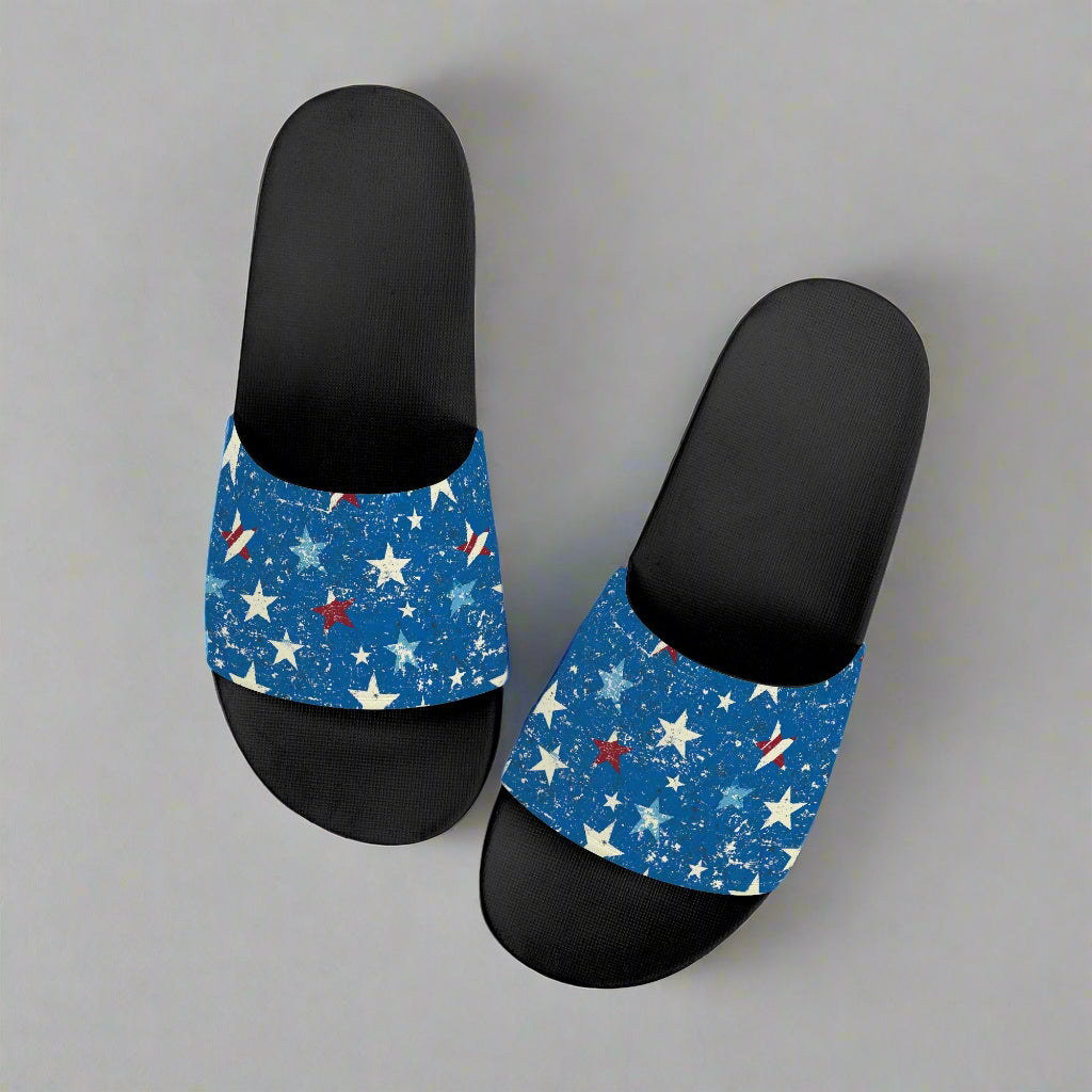 Blue Patriotic Star Slides – USA Comfort Sandals - Kim’s Signature Beauty & Accessories