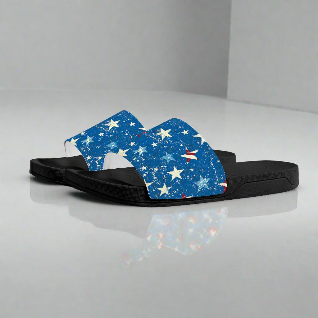 Blue Patriotic Star Slides – USA Comfort Sandals - Kim’s Signature Beauty & Accessories