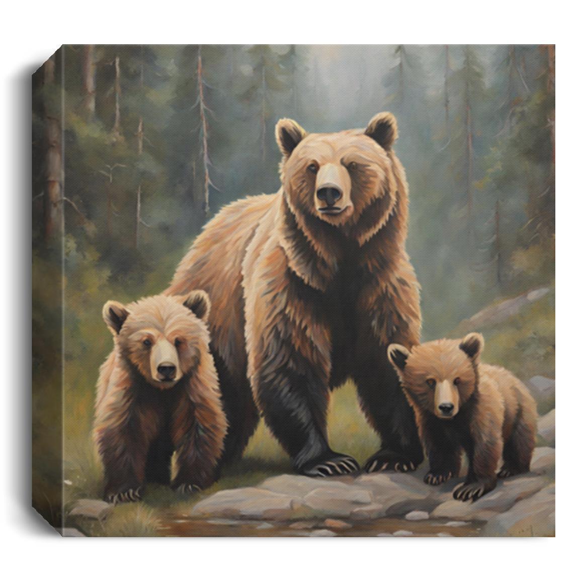 Brown Bear & Cubs | Wall Canvas Art - Kim’s Signature Beauty & Accessories