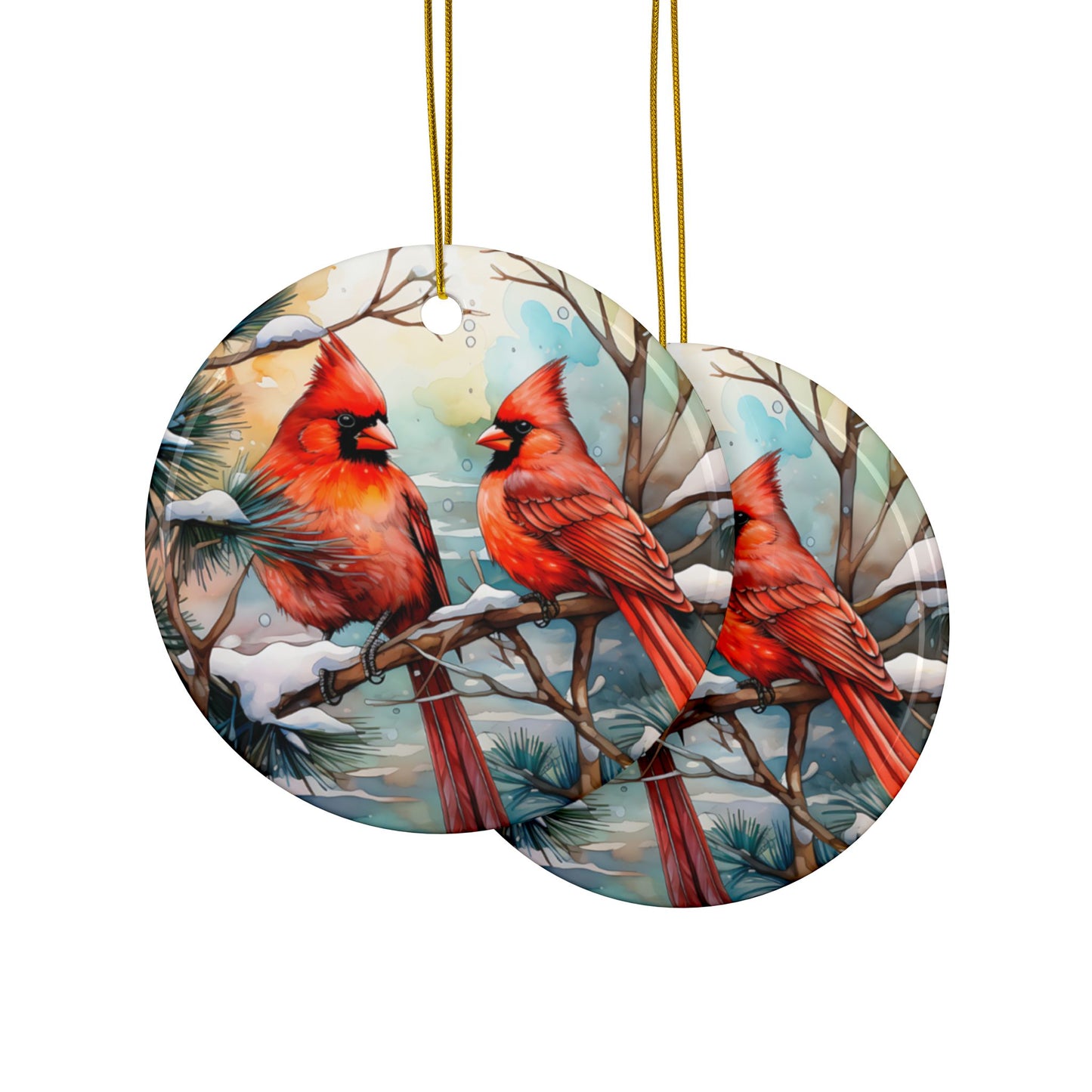 Cardinals Ceramic Ornaments, 2-Side Print, (1pc, 3pcs, 5pcs) - Kim’s Signature Beauty & Accessories