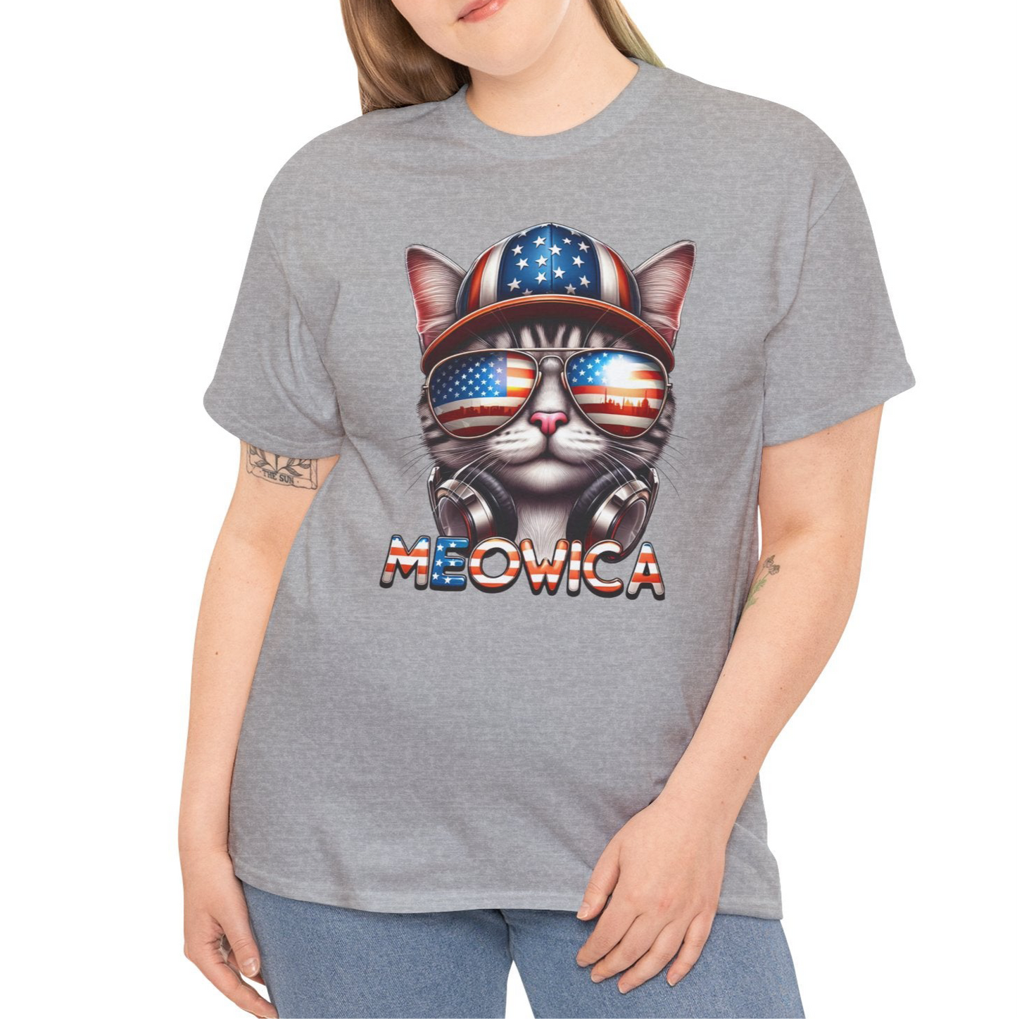Cat Graphic Tee - Meowica Patriotic 4th of July Shirt - Kim’s Signature Beauty & Accessories