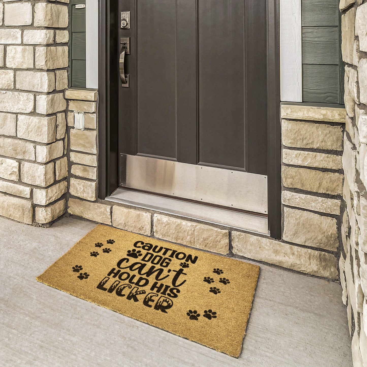 Caution Dog Can't Hold his Licker Door Mat - Kim’s Signature Beauty & Accessories (Store description)