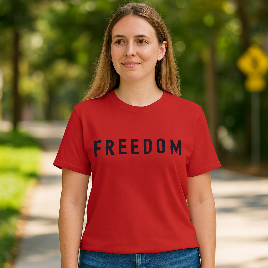 Freedom Red Unisex Tee - Bold Statement Shirt – Patriotic Casual Shirt - Kim’s Signature Beauty & Accessories