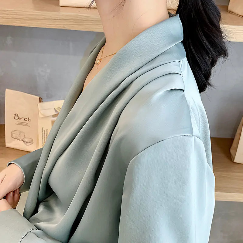 Chiffon V-Neck Blouse - Kim’s Signature Beauty & Accessories