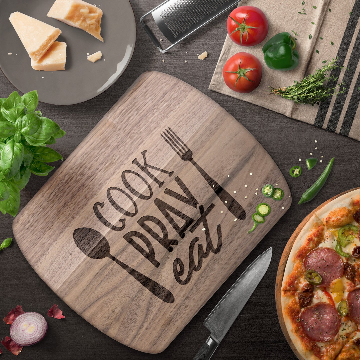 Cook, Pray, Eat Cutting Board - Kim’s Signature Beauty & Accessories (Store description)