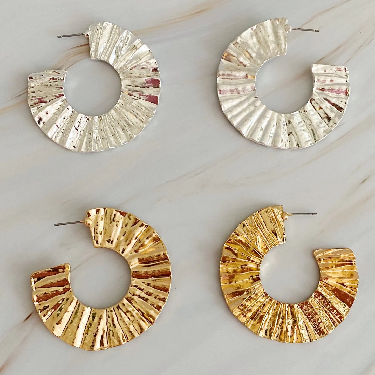 Crinkled Art Hoop Earrings - Kim’s Signature Beauty & Accessories