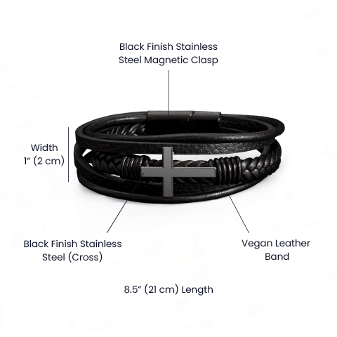 Son's Graduation Cross Leather bracelet - Kim’s Signature Beauty & Accessories