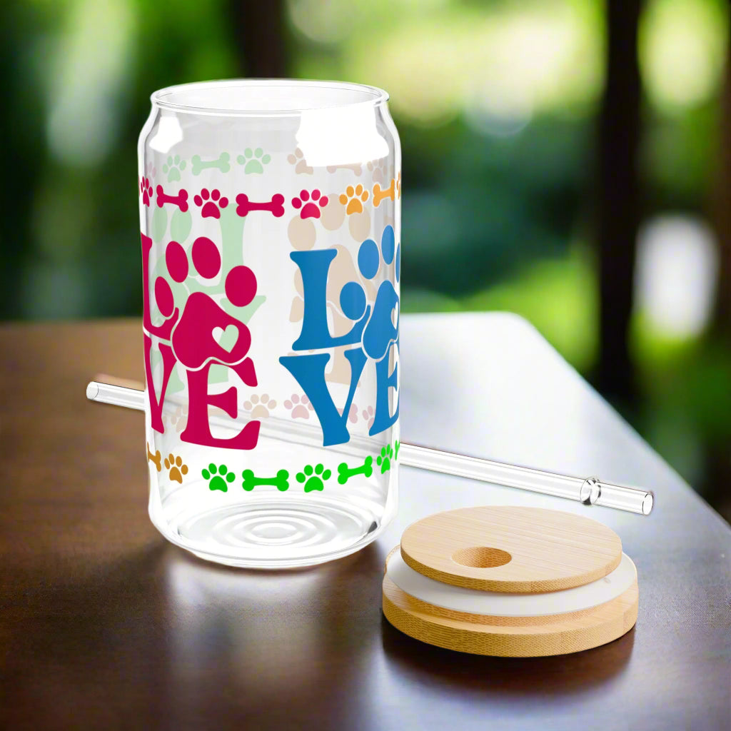 Dog Love Sipper Glass, 16oz - Kim’s Signature Beauty & Accessories