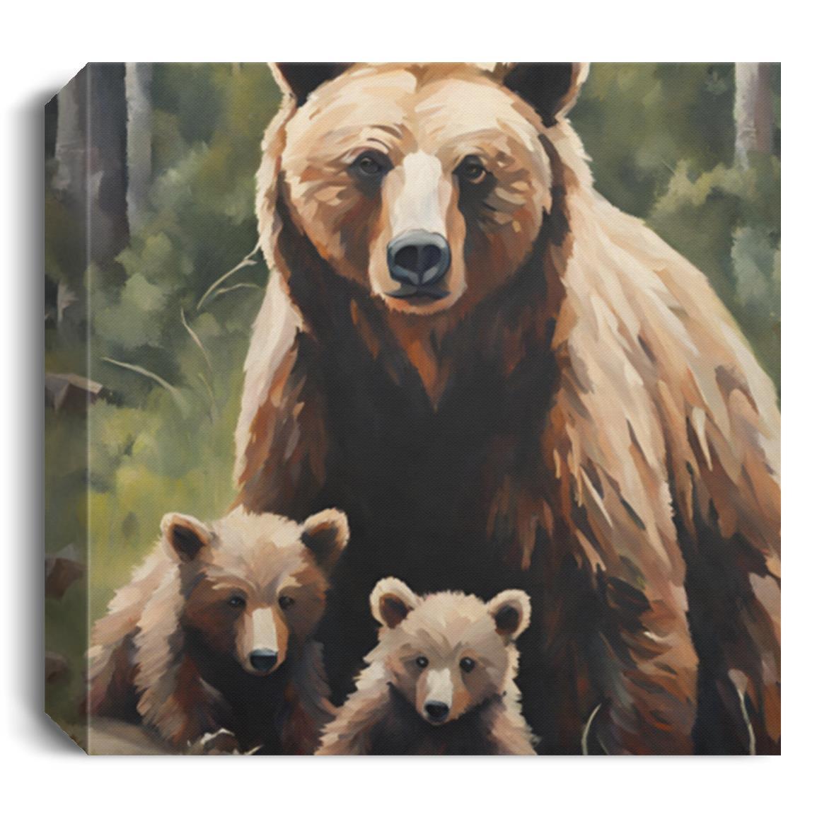 Brown Bear & Cubs | Wall Canvas Art - Kim’s Signature Beauty & Accessories (Store description)