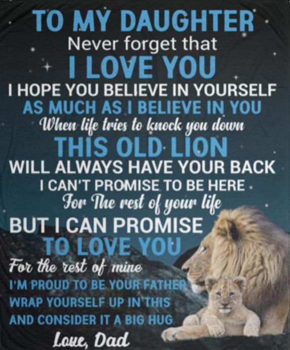 To My Daughter Lion Blanket from Dad - Kim’s Signature Beauty & Accessories (Store description)