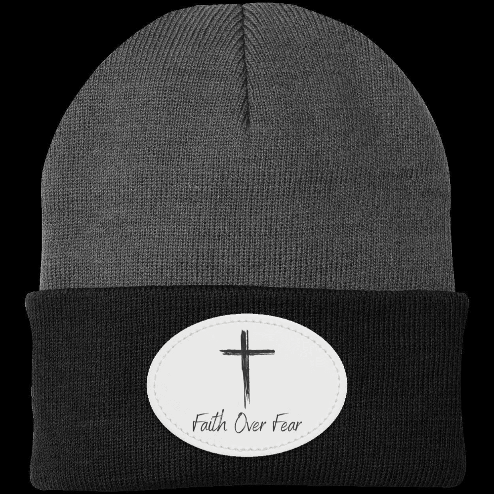 Faith Over Fear Knit Beanie – Inspirational Cross Winter Hat - Kim’s Signature Beauty & Accessories