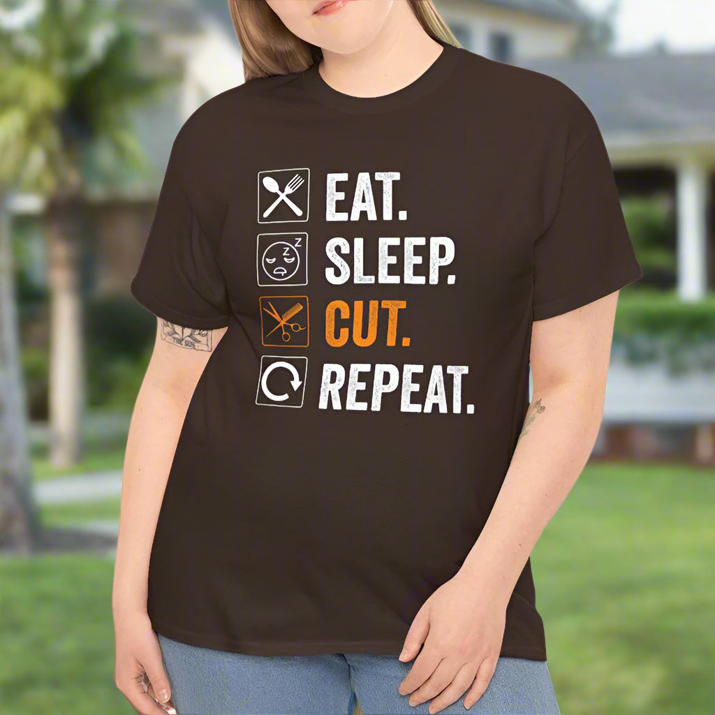 Eat, Sleep, Cut, Repeat Cotton Tee - Kim’s Signature Beauty & Accessories