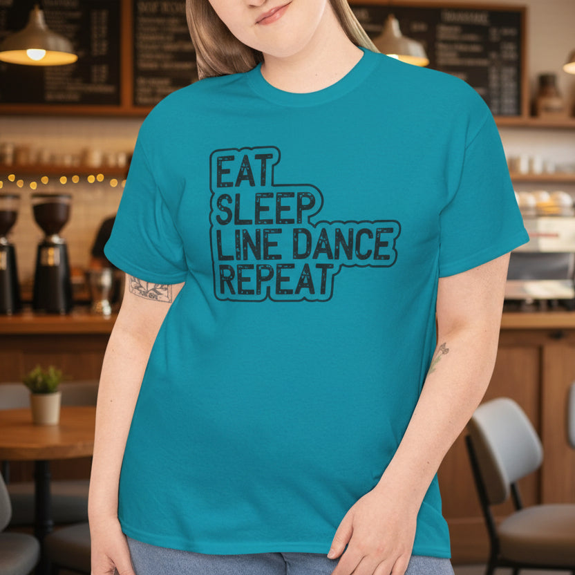 Eat Sleep Line Dance Repeat Tee, Perfect for Dance Lovers - Kim’s Signature Beauty & Accessories
