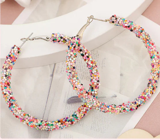 European Style Colorful Sequin Hoop Earrings - Kim’s Signature Beauty & Accessories