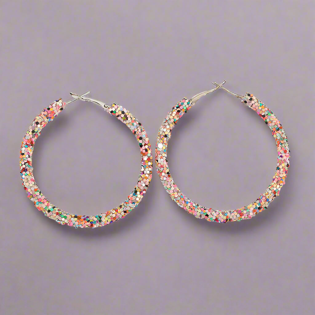 European Style Colorful Sequin Hoop Earrings - Kim’s Signature Beauty & Accessories