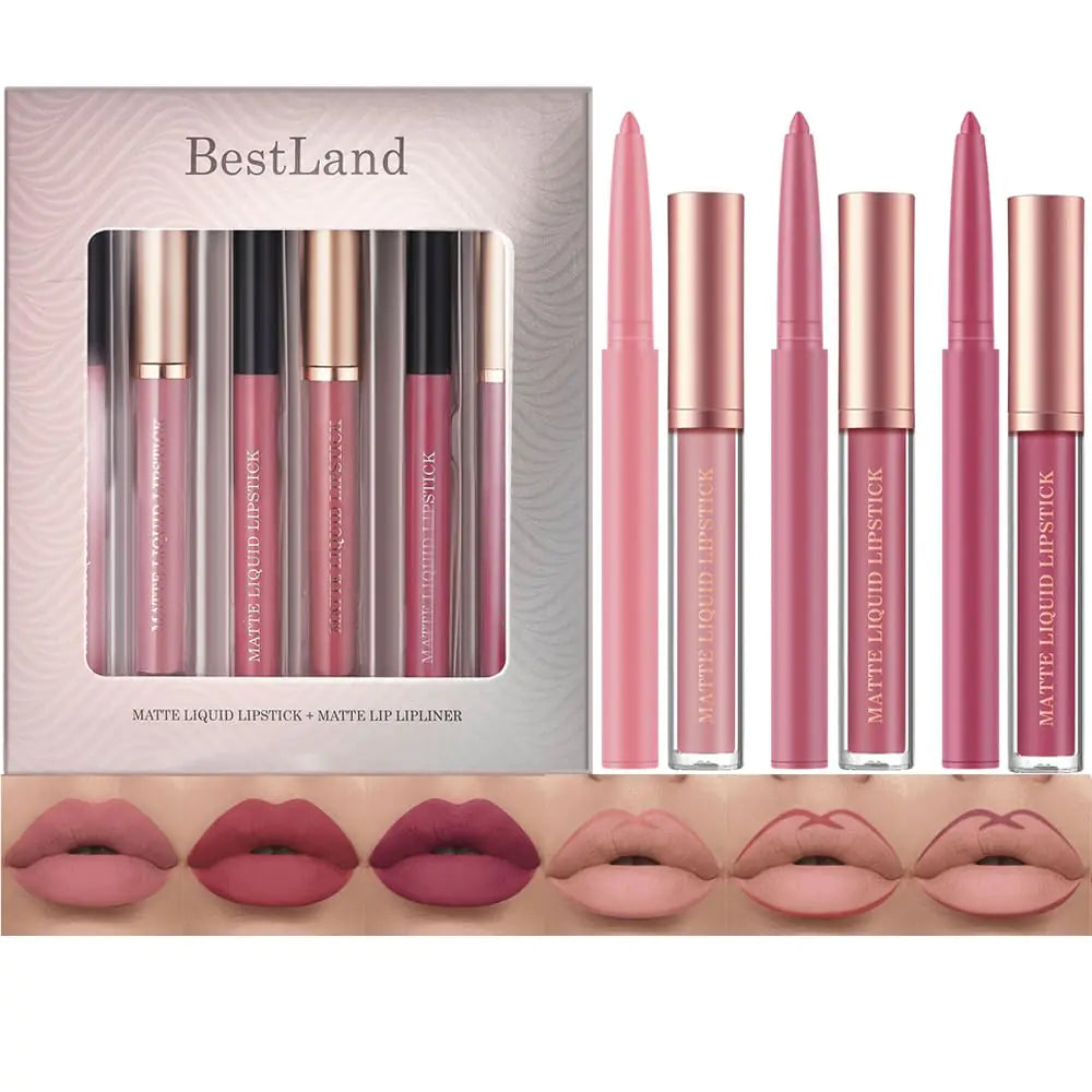 6Pcs Matte Liquid Lipstick + Lip Liner Set - Kim’s Signature Beauty & Accessories (Store description)