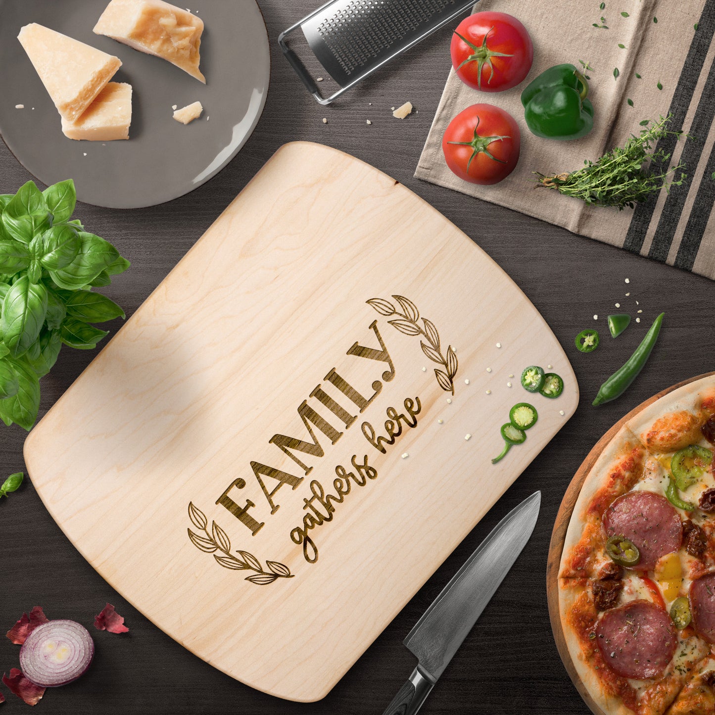 Family Gathers. Cutting Board - Kim’s Signature Beauty & Accessories (Store description)