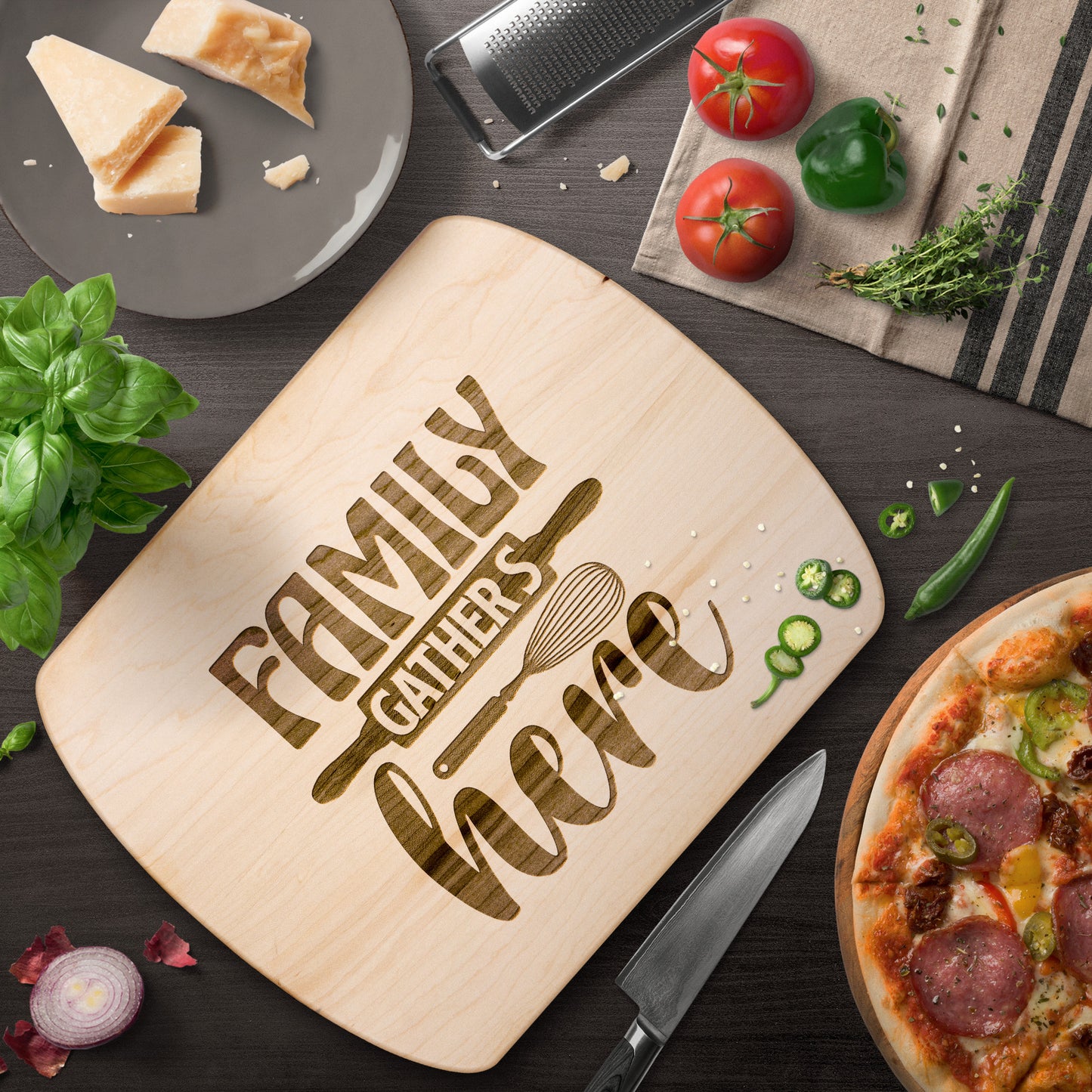 Family Gathers Here Cutting Board - Kim’s Signature Beauty & Accessories