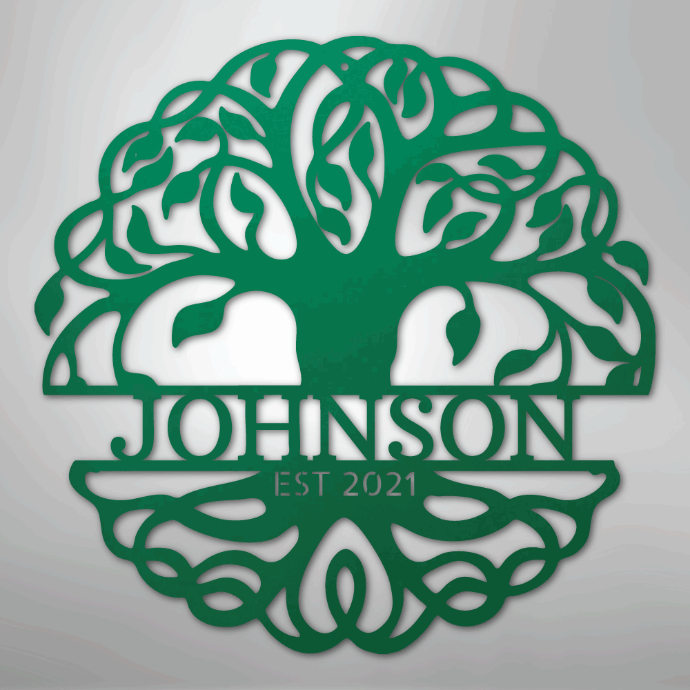 Fancy Tree of Life Monogram - Steel Sign - Kim’s Signature Beauty & Accessories