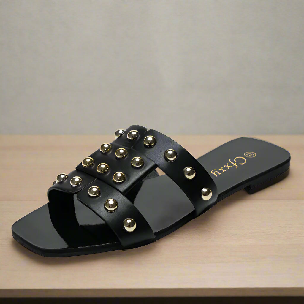 Fashion Rivet Flat Sandals for Women - Kim’s Signature Beauty & Accessories