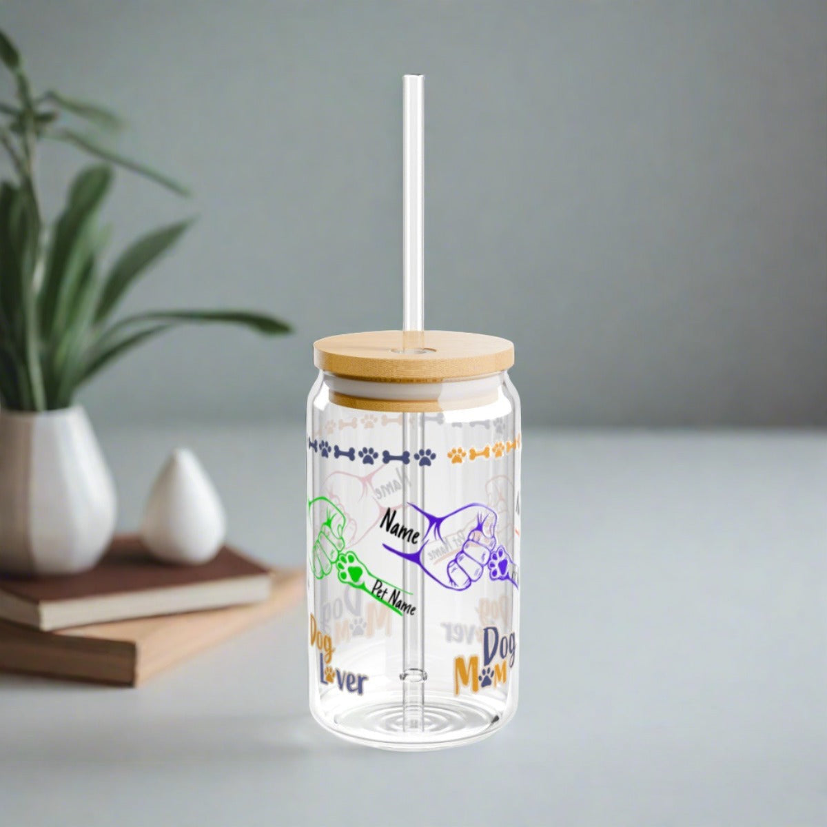 Fist Bump Dog Paw Custom Sipper Glass - Kim’s Signature Beauty & Accessories