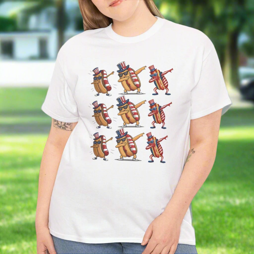Fun Patriotic Dabbing Hotdogs Unisex Tee - Kim’s Signature Beauty & Accessories