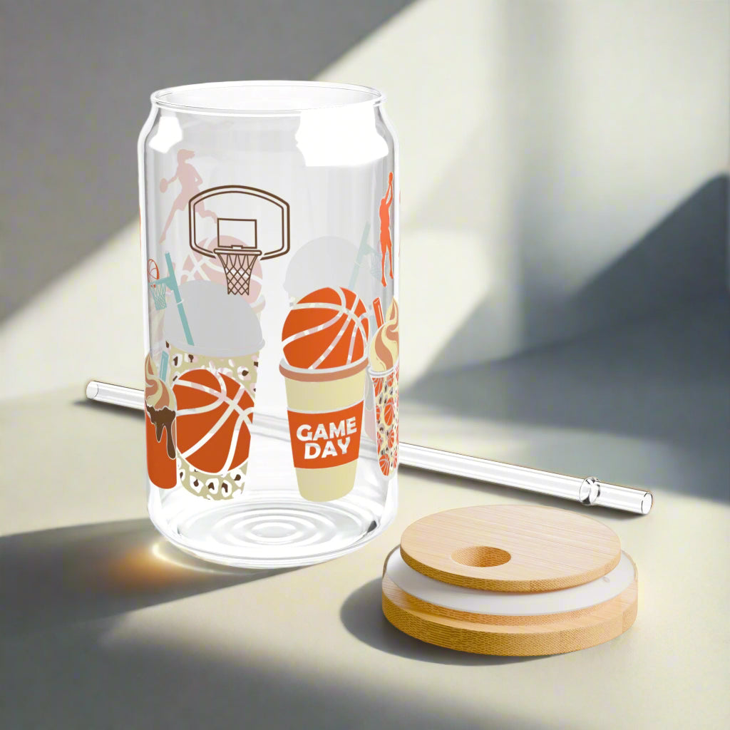 Game Day Basketball Sipper Glass, 16oz - Kim’s Signature Beauty & Accessories
