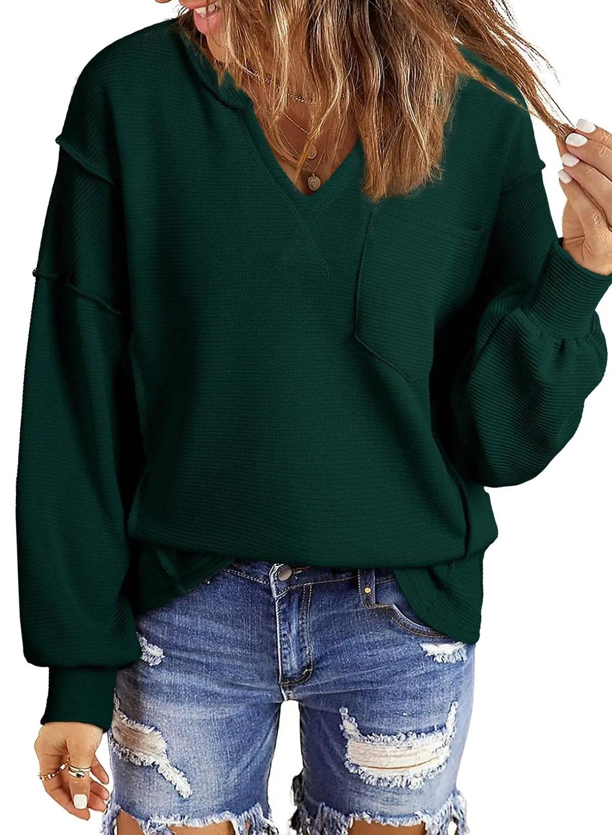 Casual Sweatshirts Waffle Knitted - Kim’s Signature Beauty & Accessories (Store description)
