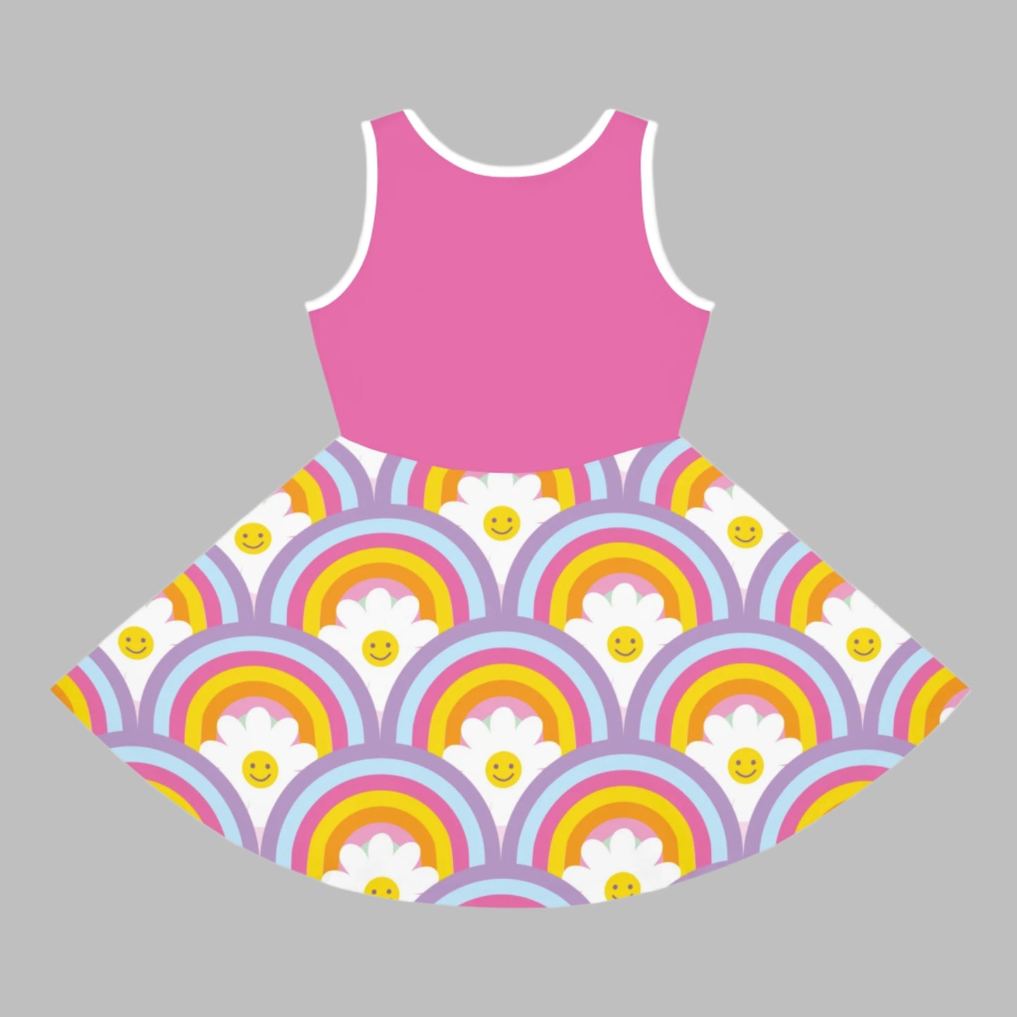 Girls' Rainbow Smile Sundress - Colorful Floral Design for Summer Joy - Kim’s Signature Beauty & Accessories