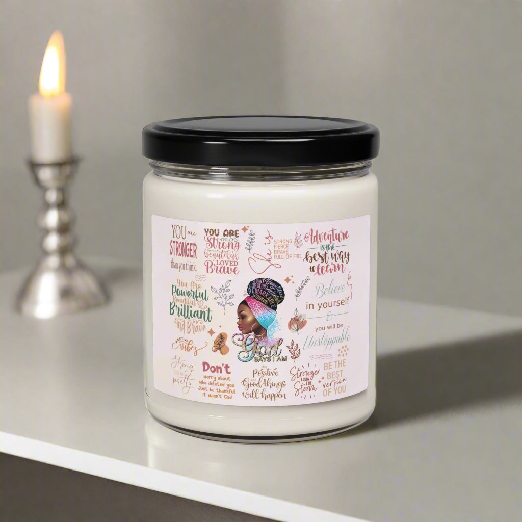 God says I am.. Woman of Color Soy Candle, 9oz - Kim’s Signature Beauty & Accessories