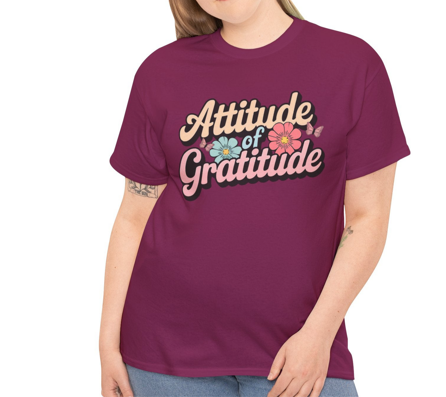 Gratitude Floral Tee - Positive Vibes Shirt - Kim’s Signature Beauty & Accessories