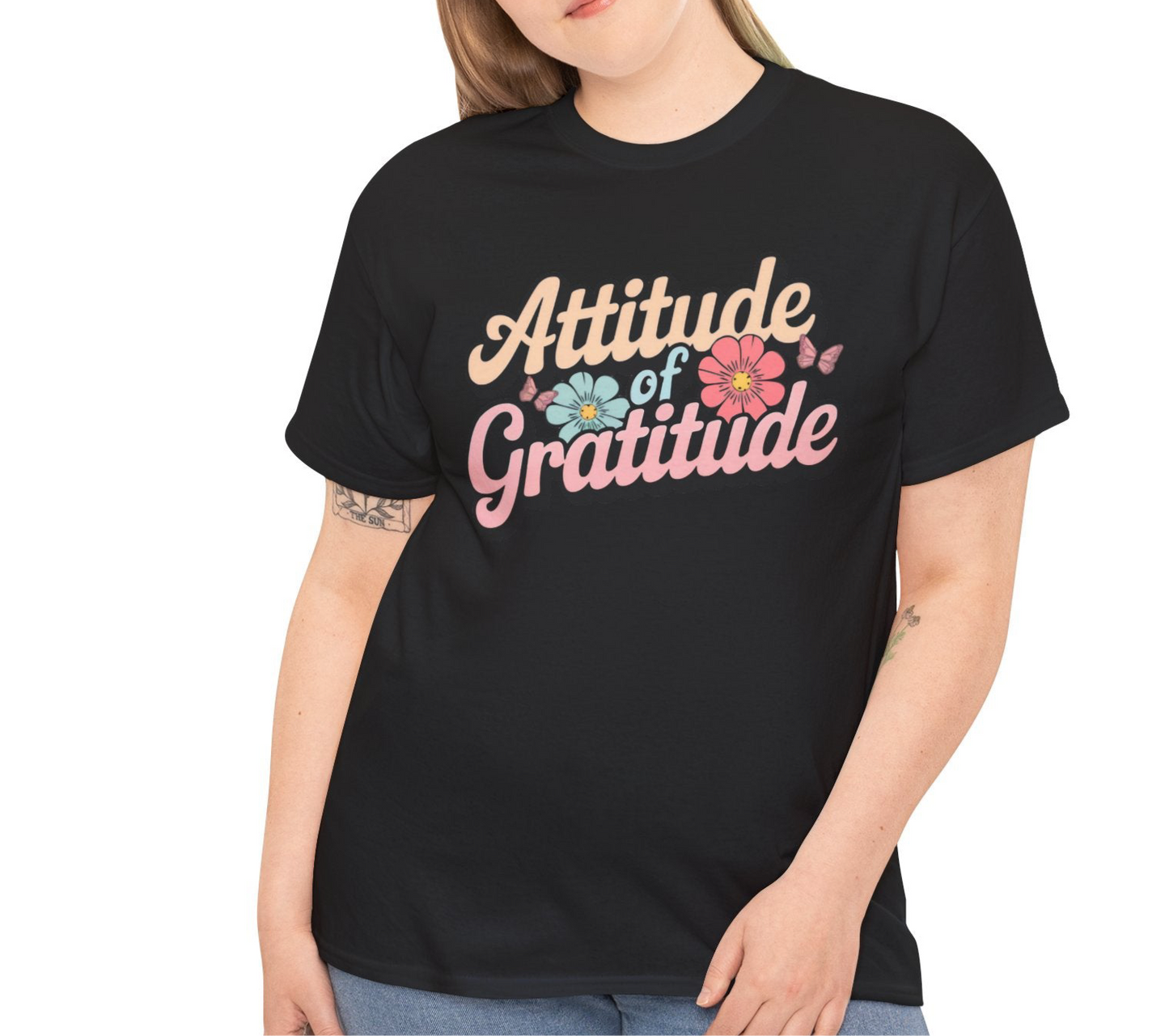 Gratitude Floral Tee - Positive Vibes Shirt - Kim’s Signature Beauty & Accessories