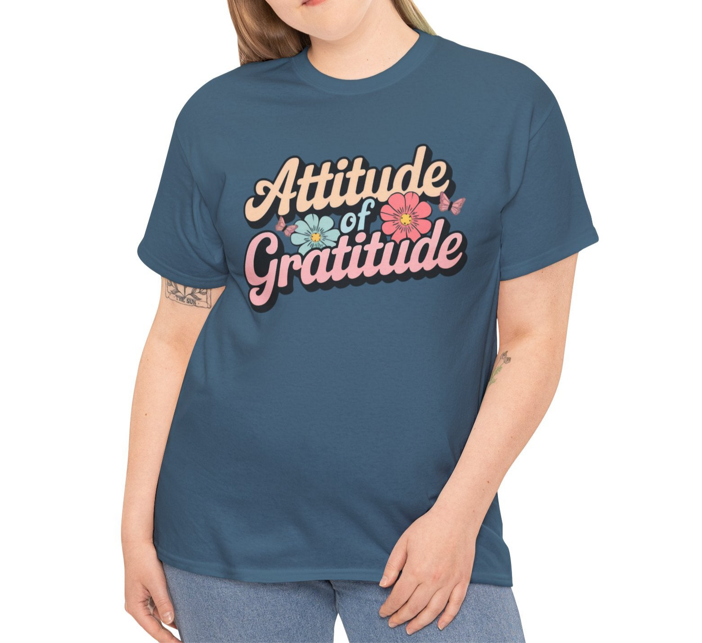 Gratitude Floral Tee - Positive Vibes Shirt - Kim’s Signature Beauty & Accessories