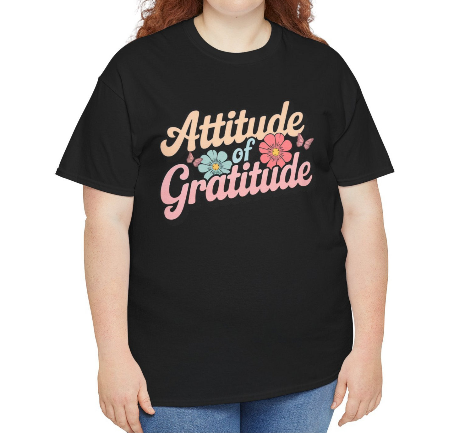 Gratitude Floral Tee - Positive Vibes Shirt - Kim’s Signature Beauty & Accessories