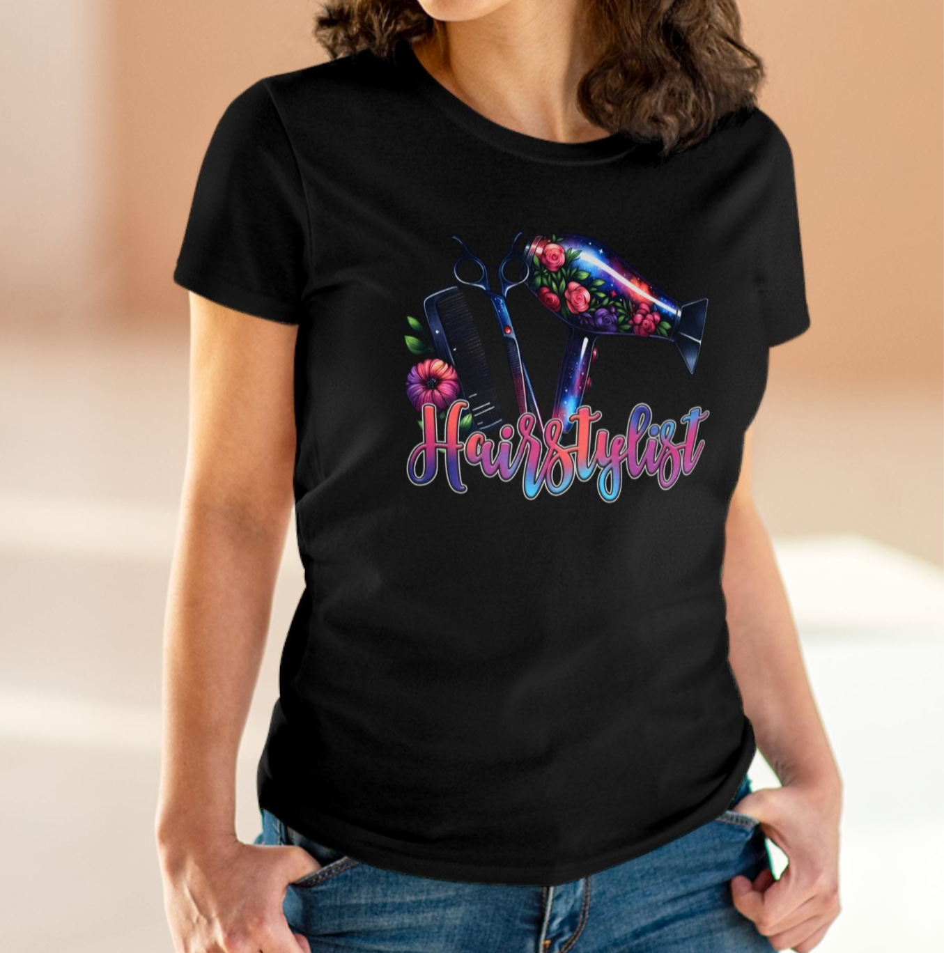 Hairstylist Floral Hair Tools T-Shirt – Gift for Salon Stylists - Kim’s Signature Beauty & Accessories