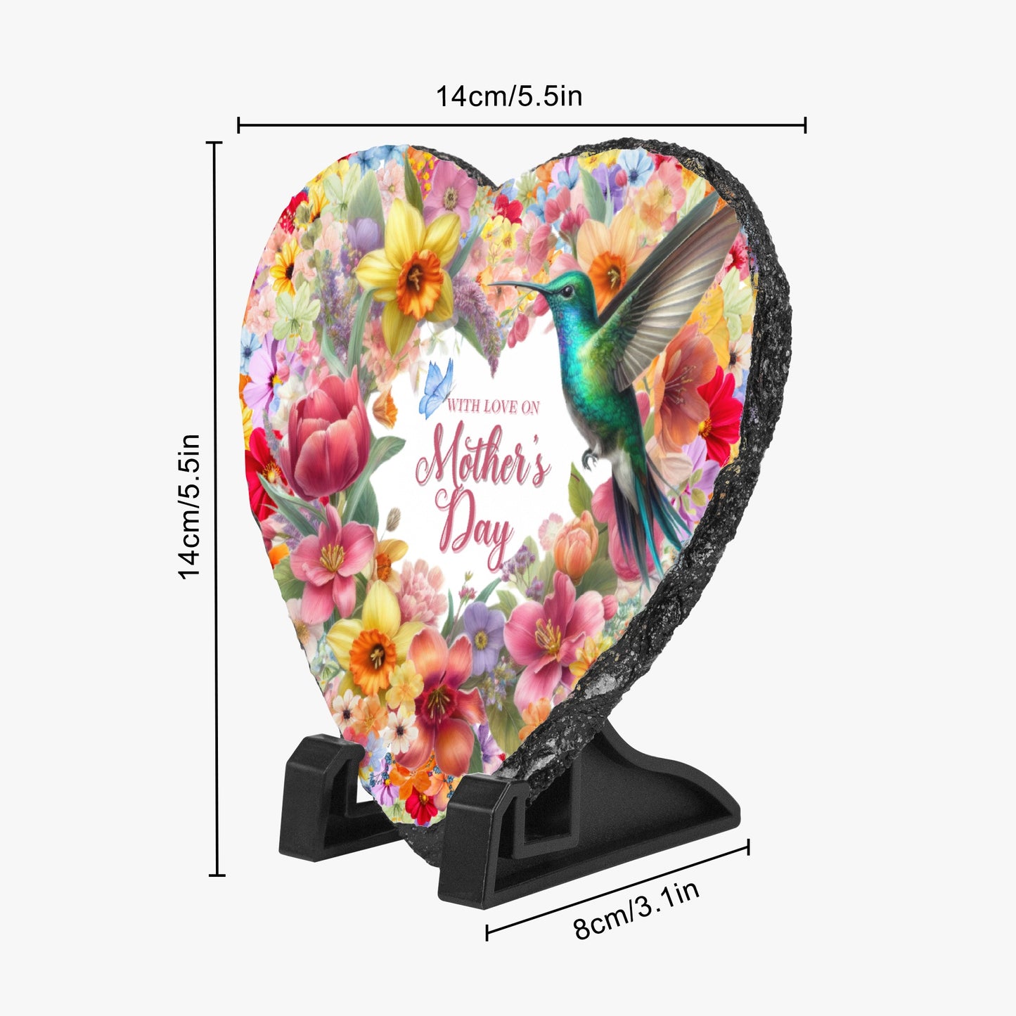 Heart-Shaped Mother’s Day Slate Plaque – With Love & Hummingbird Design - Kim’s Signature Beauty & Accessories